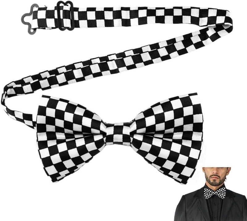 Sdopbinbin Checkered Bow Tie for Men Leopard Bowtie for Mens Dogs Cats Bowtie Cosplay Halloween Bow Ties for Men Women - Image 1